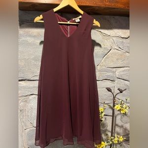 Davina layered burgundy shift dress, size 2